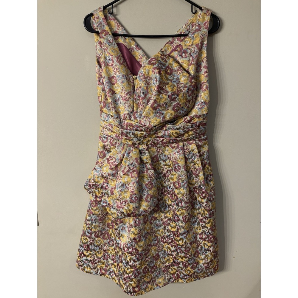 Zac Posen for Target Dress 9 JRS Multi Floral Metallic Brocade Formal Shimmering